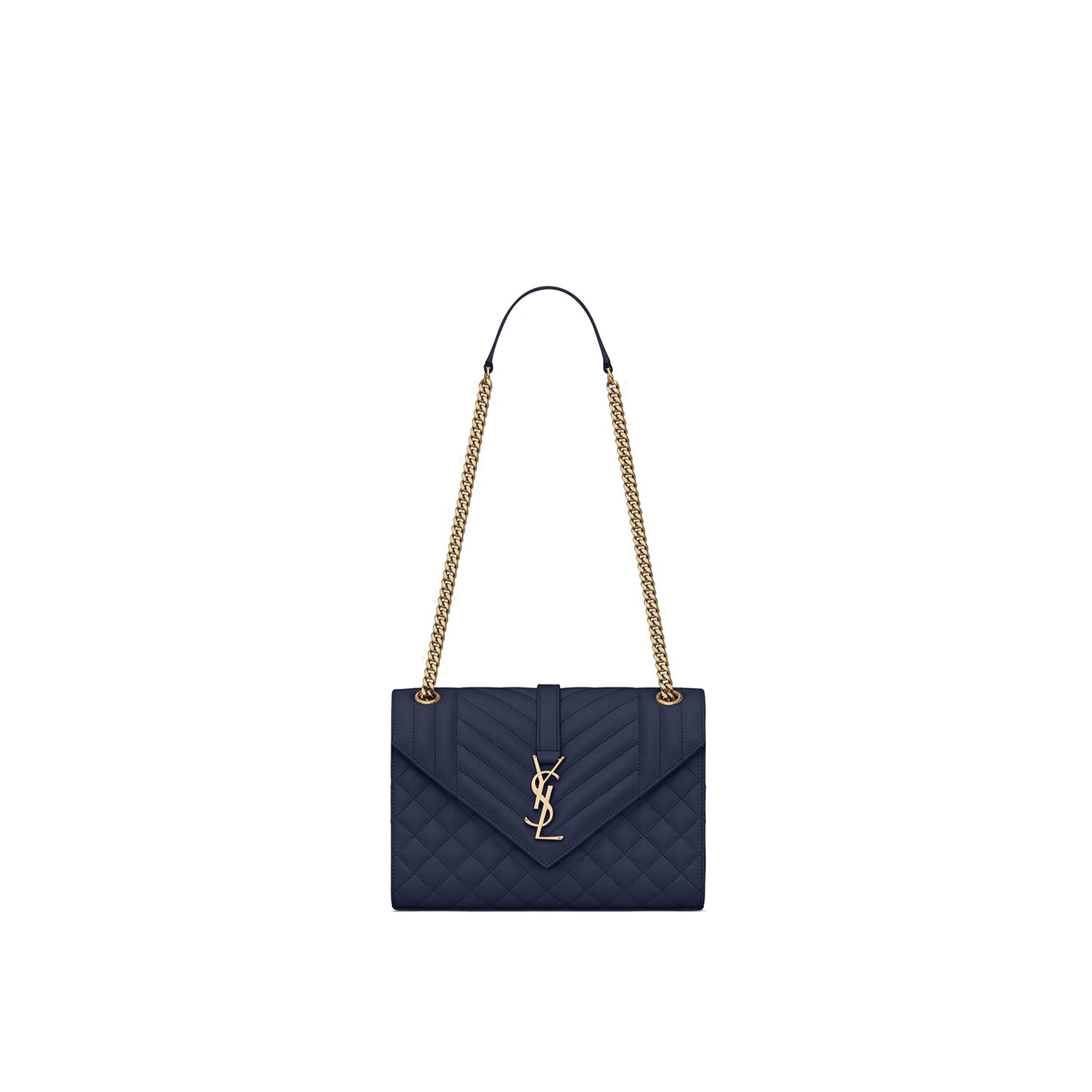 YSL ENVELOPE MEDIUM CHAIN BAG IN MIX MATELASSÉ GRAIN DE POUDRE EMBOSSED LEATHER 600185BOW914147 (24*17.5*6cm) YSL ENVELOPE MEDIUM CHAIN BAG IN MIX MATELASSÉ GRAIN DE POUDRE EMBOSSED LEATHER 600185BOW914147 (24*17.5*6cm)
