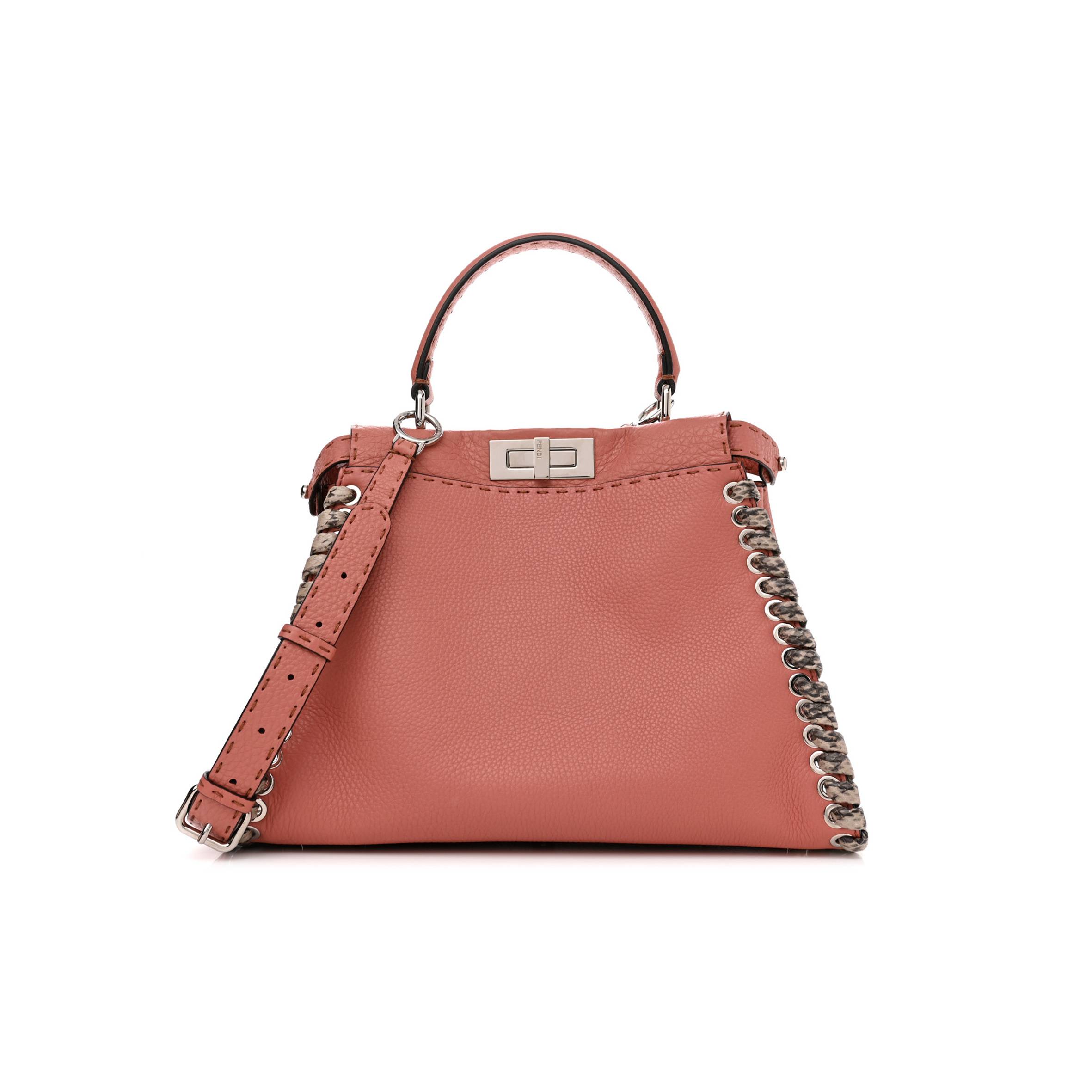 FENDI CUOIO ROMANO SELLERIA ELAPHE LACE UP MEDIUM PEEKABOO ICONIC SATCHEL MAKE UP TAUPE (34*25*13cm) FENDI CUOIO ROMANO SELLERIA ELAPHE LACE UP MEDIUM PEEKABOO ICONIC SATCHEL MAKE UP TAUPE (34*25*13cm)